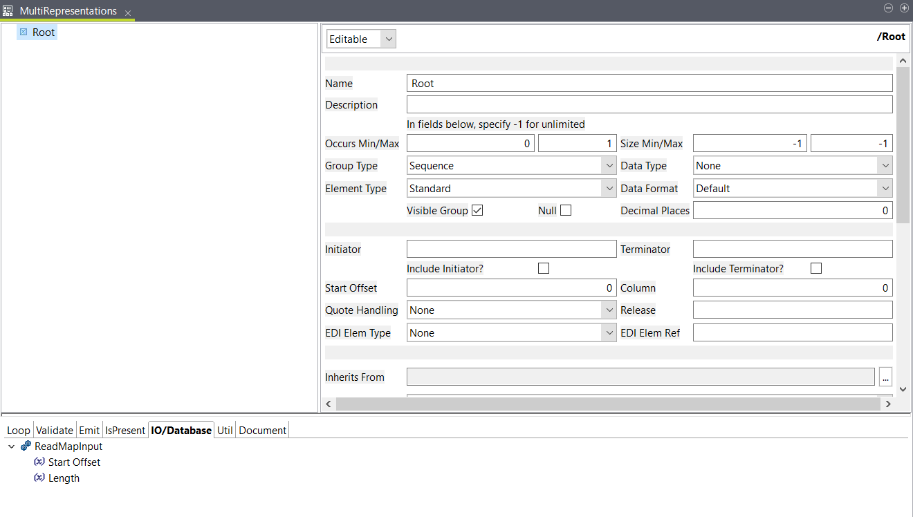 ReadMapInput function in the IO/Database tab.