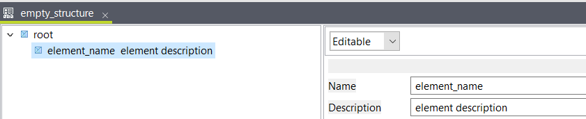 Element description in the editor.