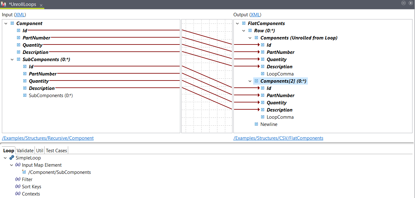 Mapping of SubComponents and Components[2] elements.