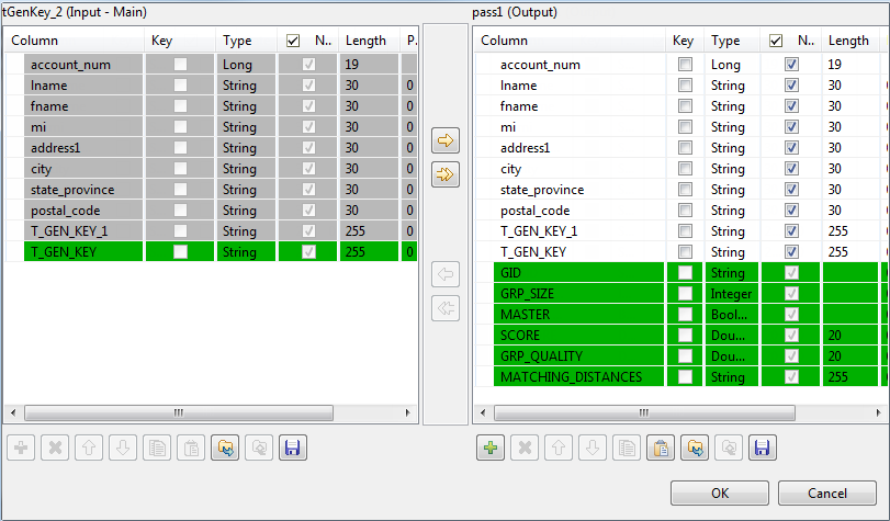 Example of input and output schemas.