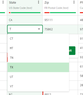 TX state code selected from the list.