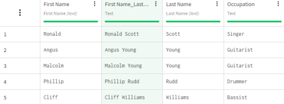 Dataset containing customer information with merged column.