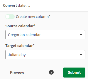 Convert date menu opened.