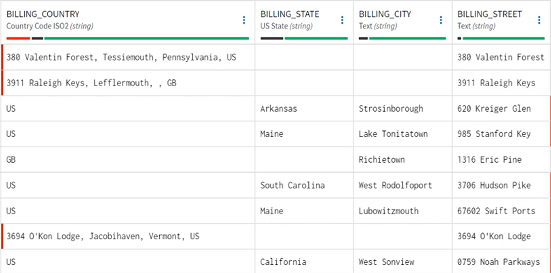 Sample view of the dataset, showing errors to be fixed in the data.