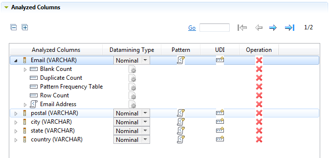 Overview of the Analyzed Columns section.