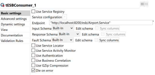 Basic settings view.