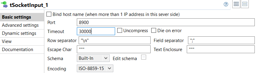 Basic settings view.