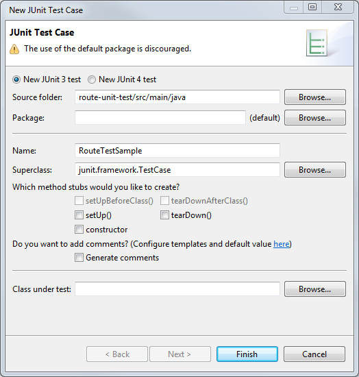 New JUnit Test Case wizard.