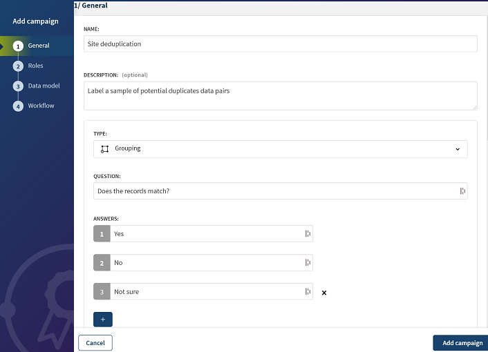 Overview of the General step to create a Merging campaign.