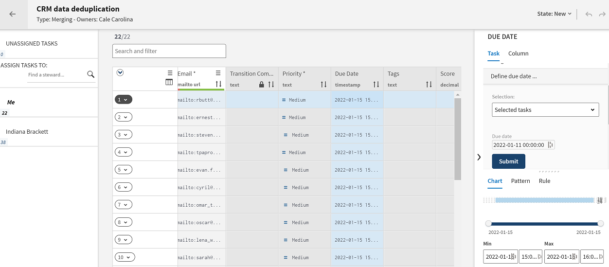 Configuration to define due dates for multiple tasks.