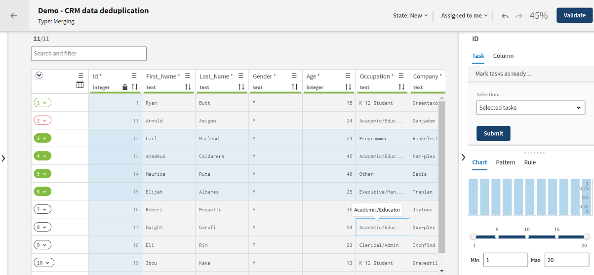 Configuration to mark tasks as ready for validation.