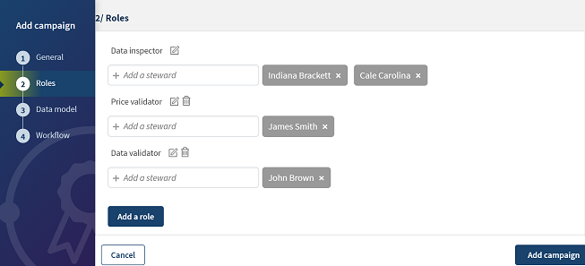 Overview of the Roles step to create a Resolution campaign.