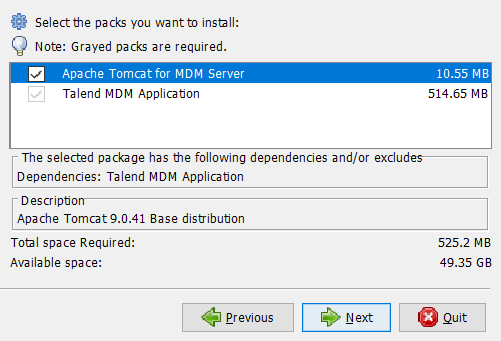 For example, select Apache Tomcat for MDM Server.