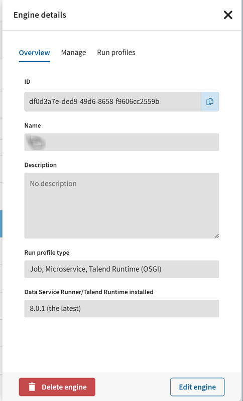 Engine details dialog box