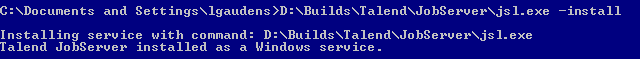 As a result, the system indicates that Talend JobServer is installed as a Windows service.