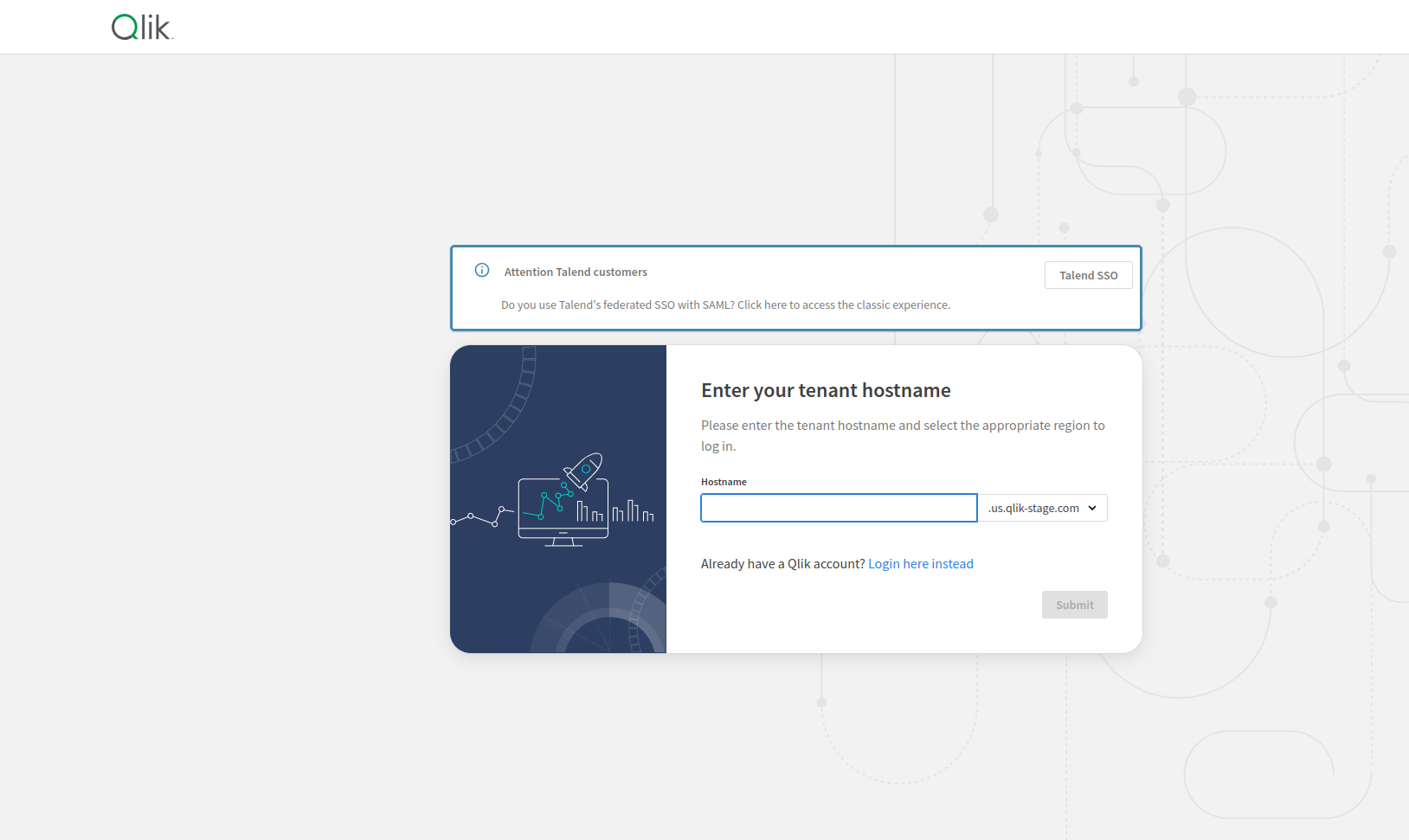 The Qlik SSO login page