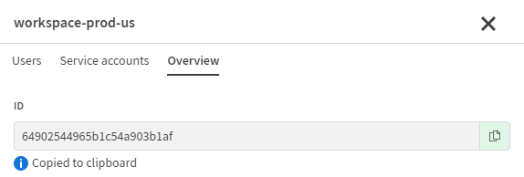 Workspace ID copied.