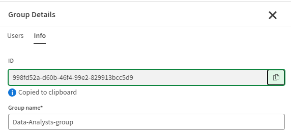 ID copied from the group details panel.