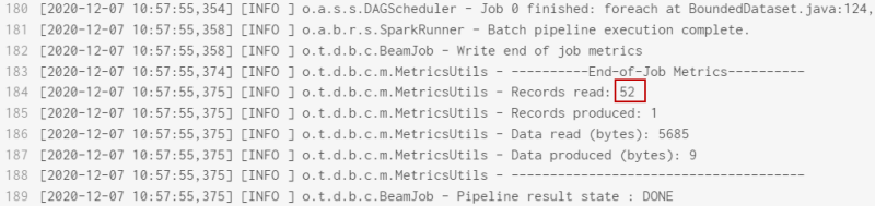 The Logs panel indicates that 52 records have been read.