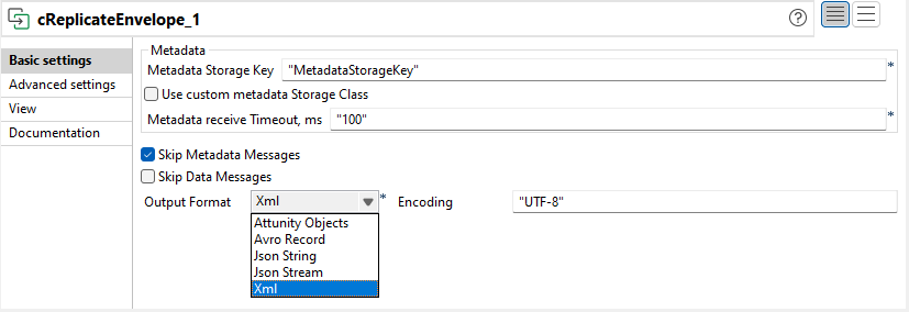Basic settings view of cReplicateEnvelope.