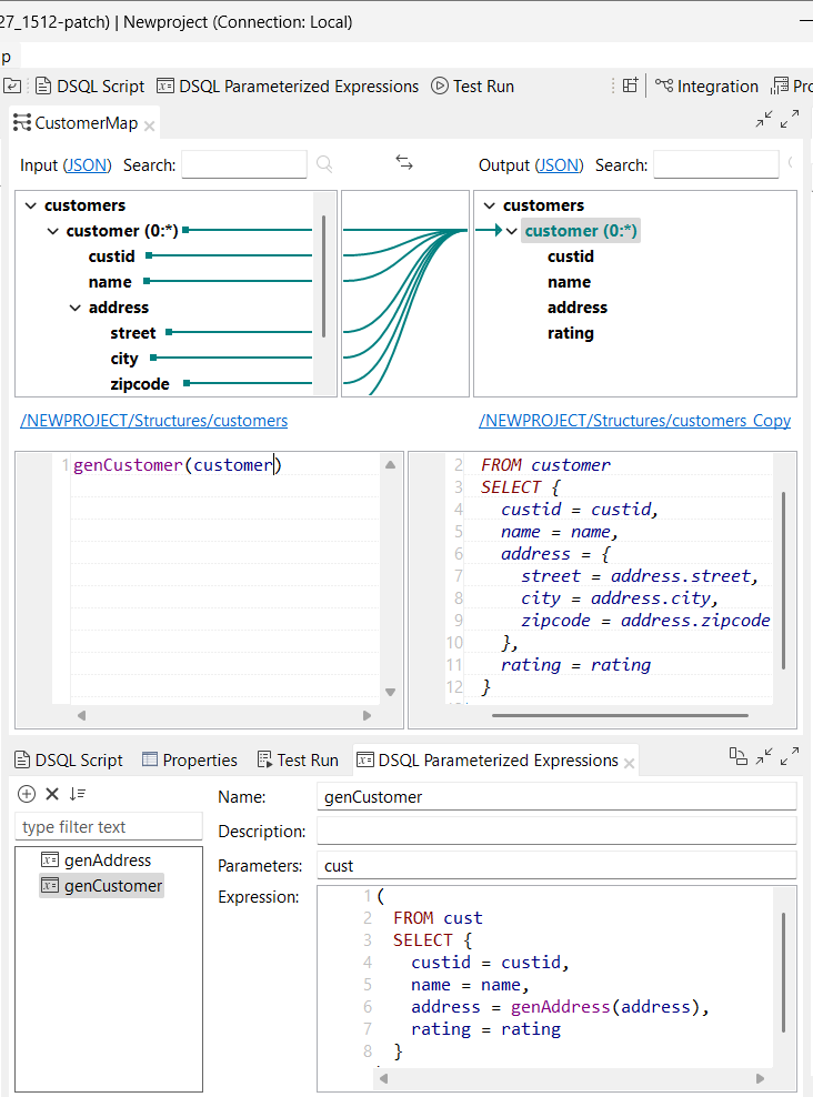 Example of a parameterized expression using a query.