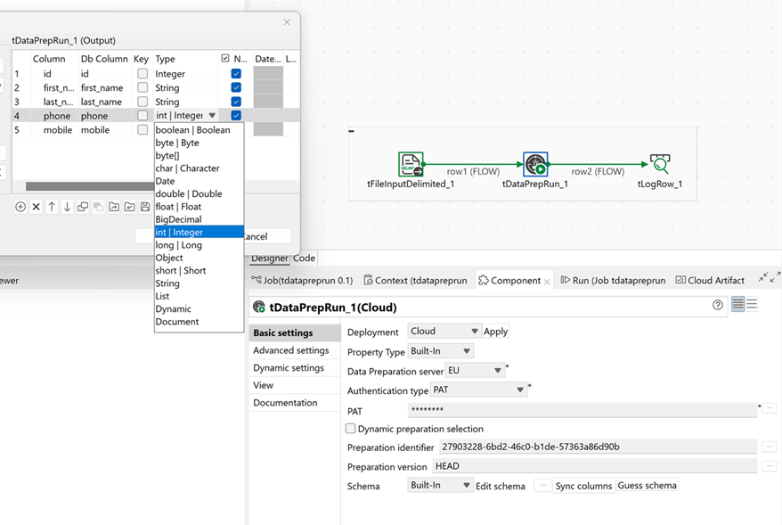 Overview of the tdatapreprun setting when using the cloud deployment