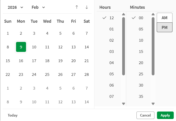 New design of the date and time picker.