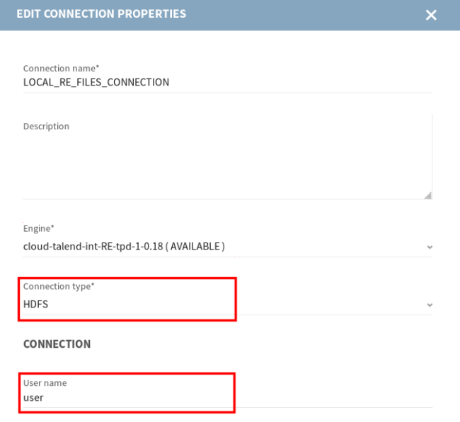 Screenshot showing how to add new HDFS connection.