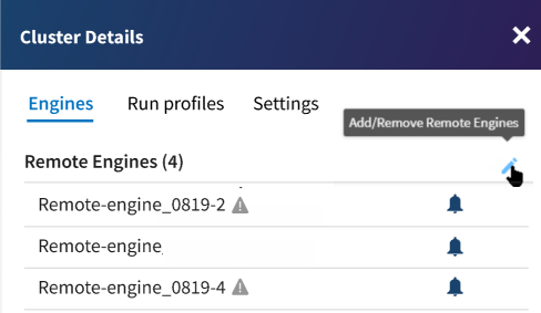 Screenshot showing how to add a Remote Engine in Cluster Details window.