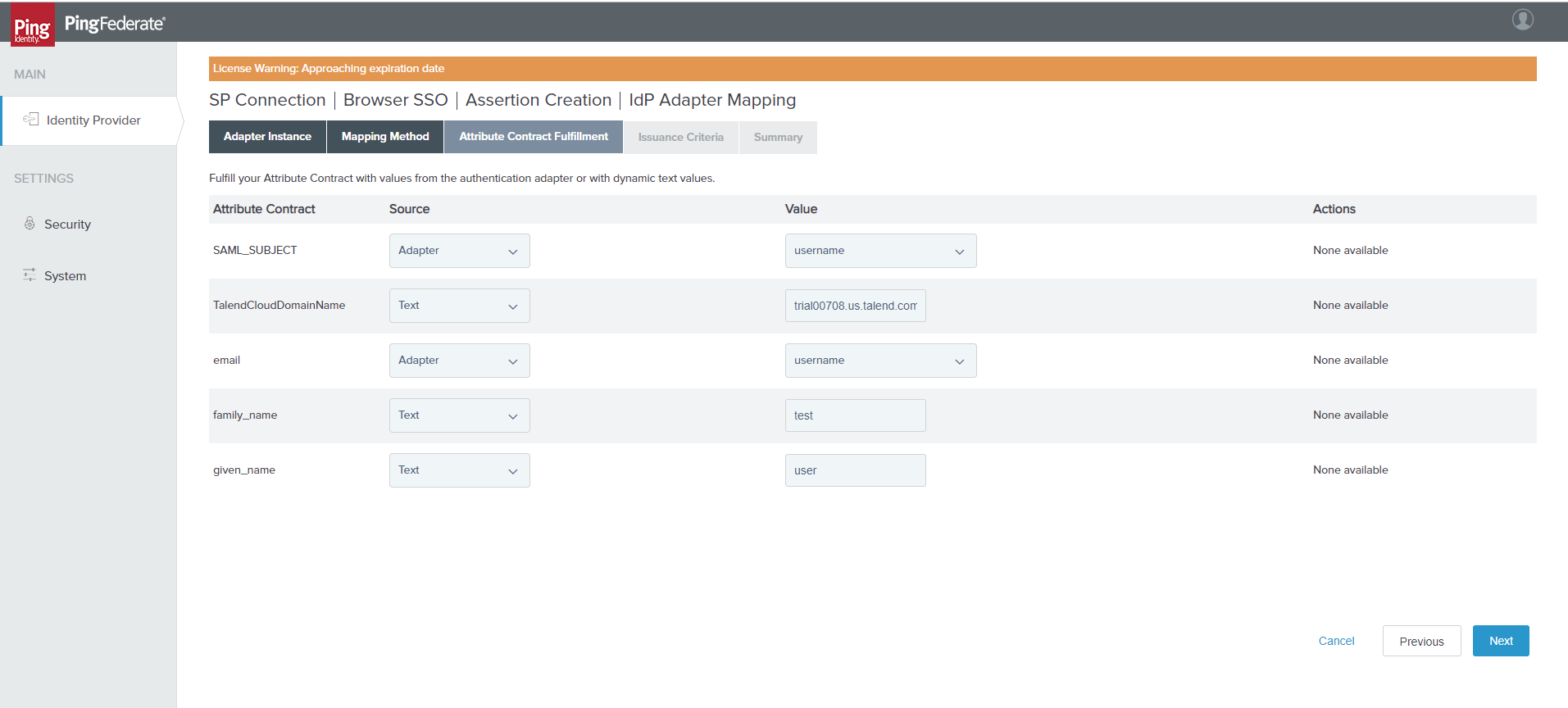 In this example, the value of the TalendCloudDomainName attribute is support_talend_df_eu.