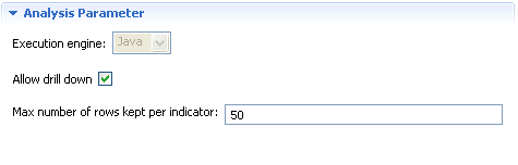 Location of the Allow drill down check box in the Analysis Parameters section.