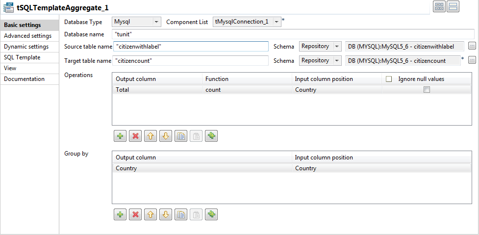 Basic settings view.