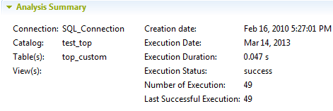 Overview of the Analysis Summary section.