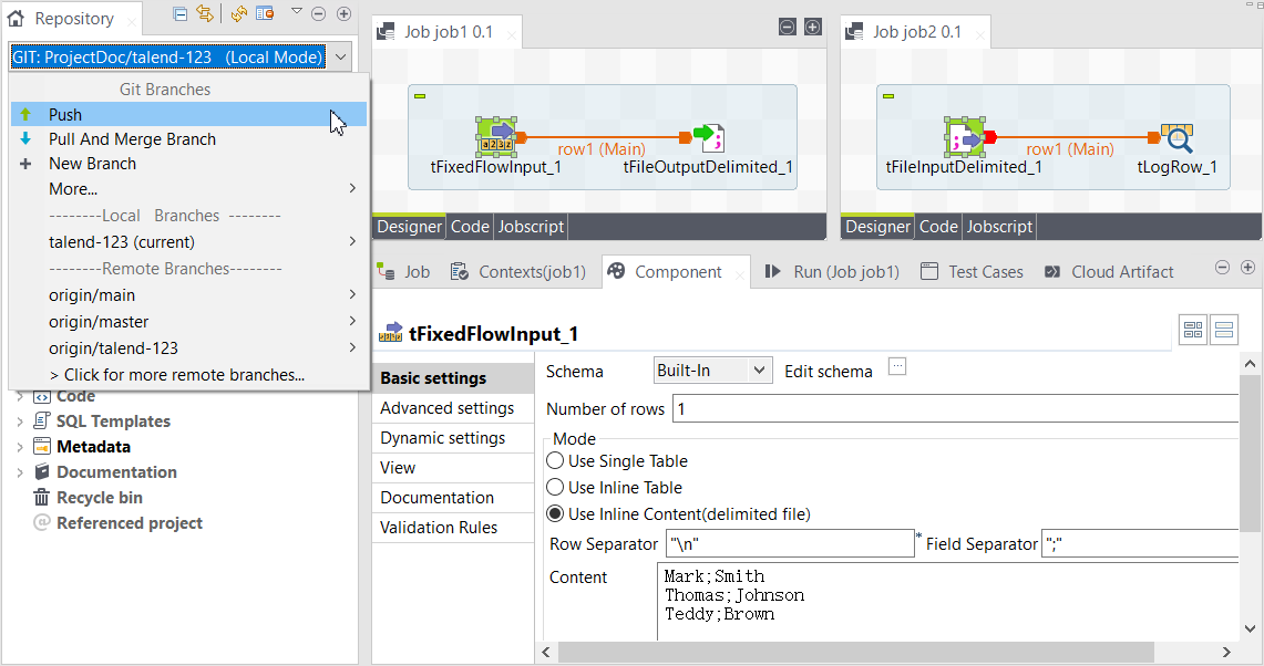 Pushing the changes onto the remote Git branch manually.