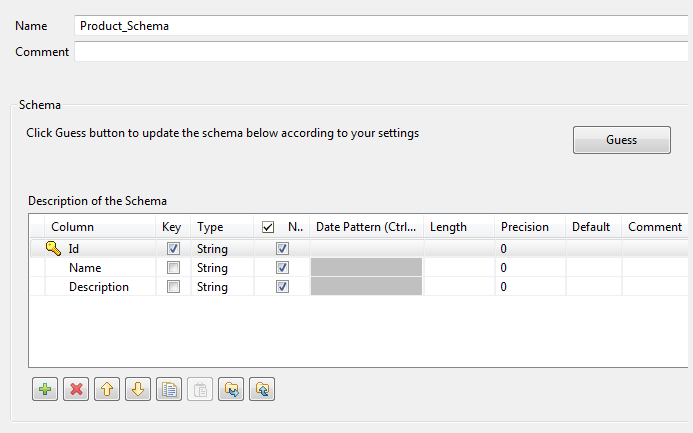 Dialog box to edit a created schema.