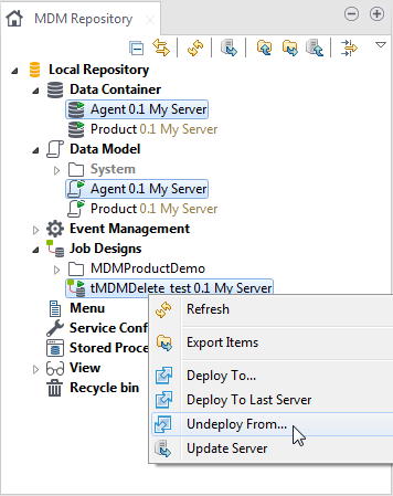 "Undeploy From..." option.