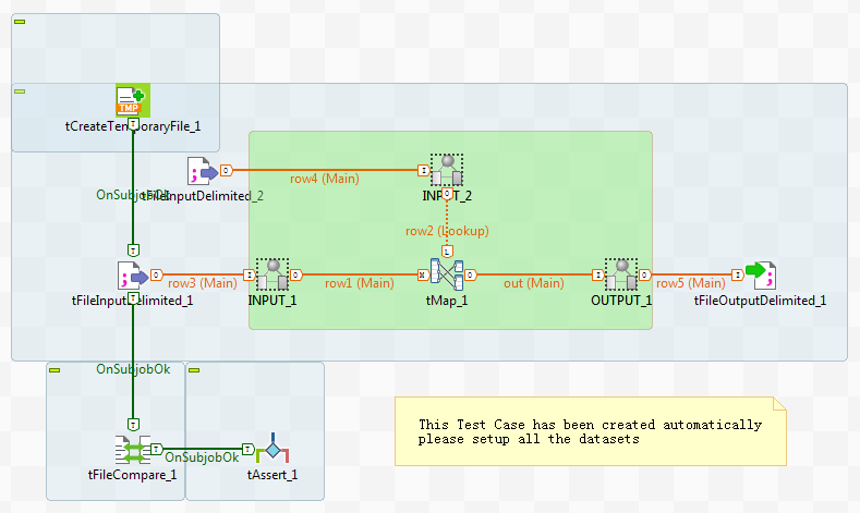 Newly created test case under the Job in the design workspace.