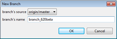 New Branch dialog box.