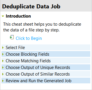 Overview of the cheat sheet in the Cheat Sheet panel.