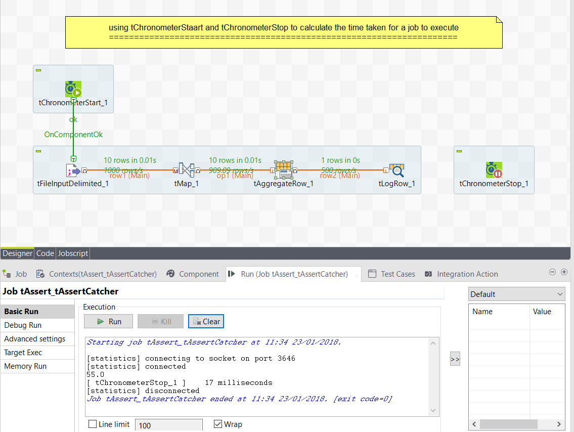 Sample Job and its execution results.