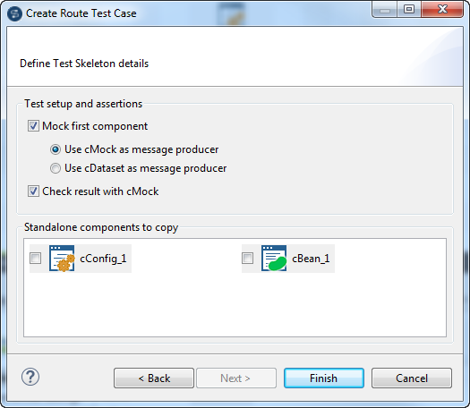 Create Route Test Case dialog box.