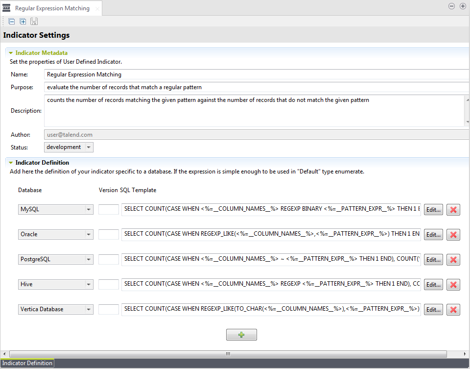 Regular Expression Matching view.