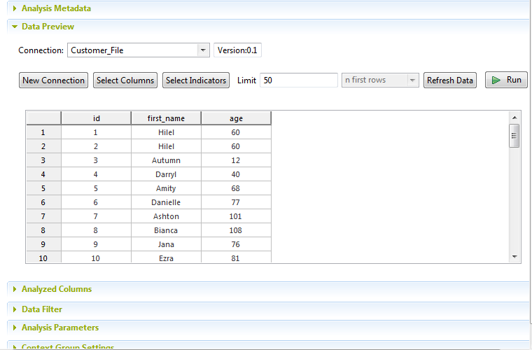 Overview of the Data Preview section.