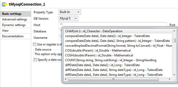 Basic settings view.