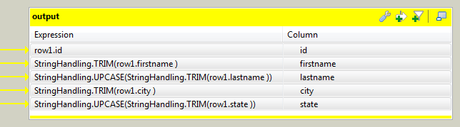 Output section from the Map editor.