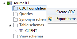 Contextual menu of the CDC Foundation node.