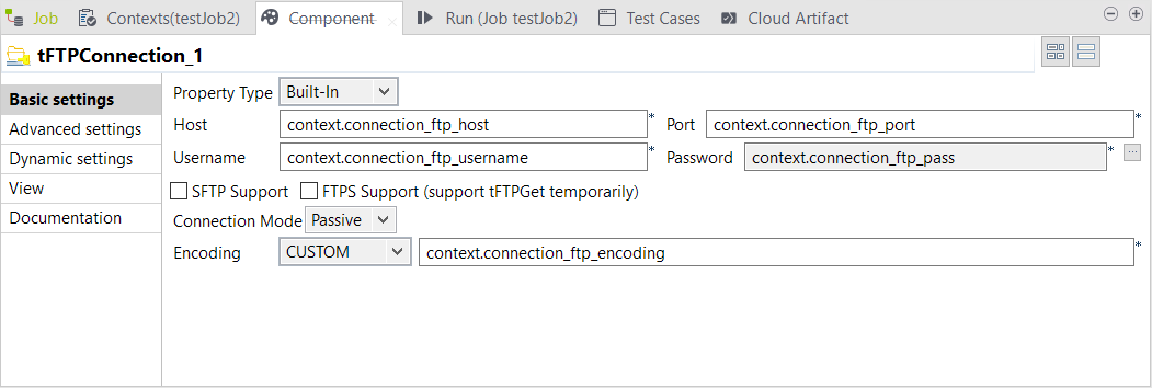 Basic settings view.