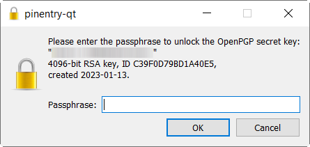 Dialog box to enter the passphrase.