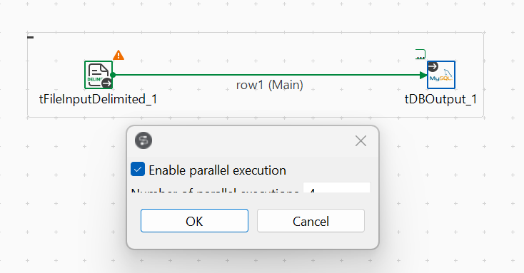 Dialog box to enable parallel execution.