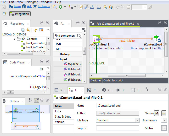 Talend Studio interface.